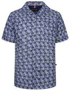 KAM Hawaiian Collar Printed Shirt Blue